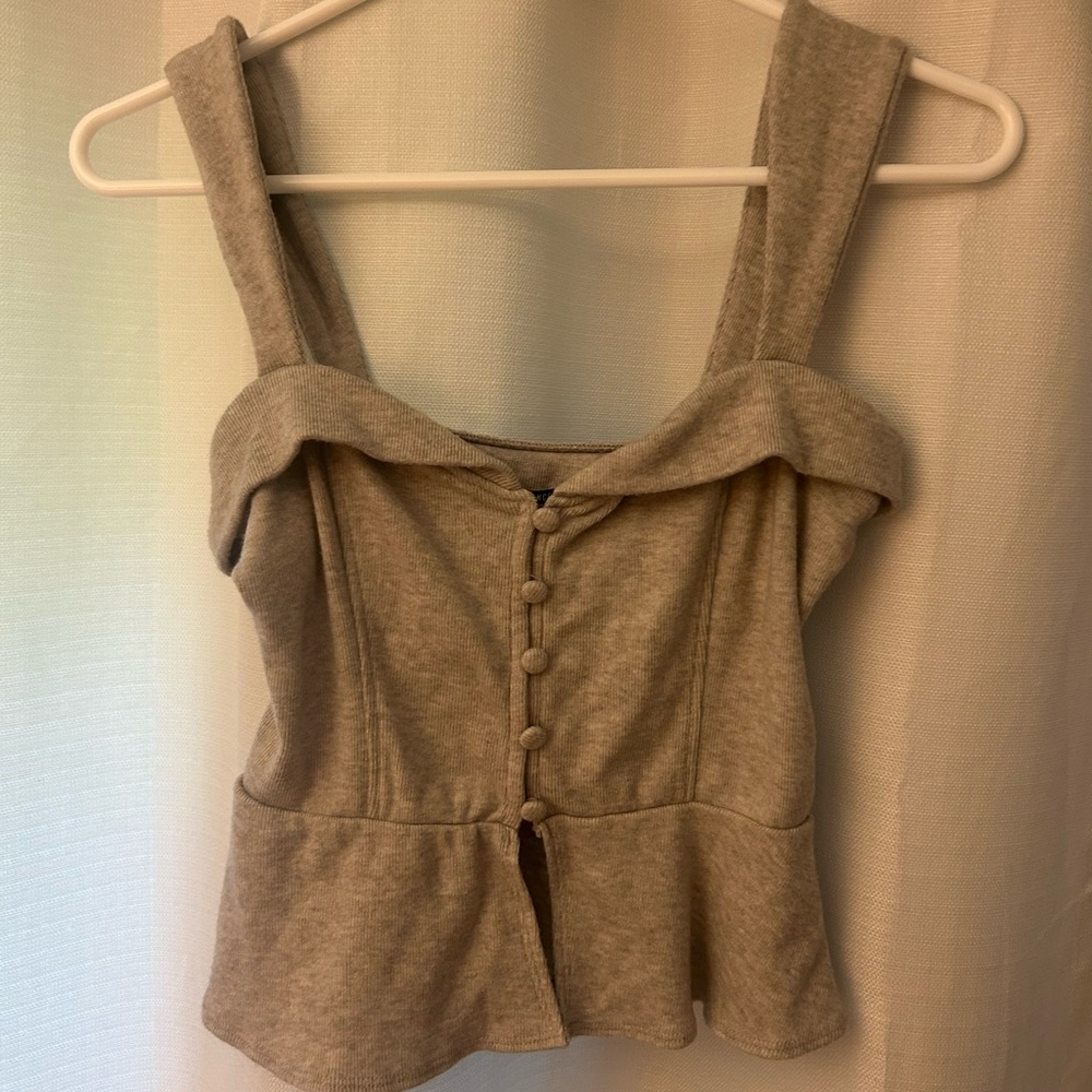 Silence + Noise Gray Button-Up Tank Top
